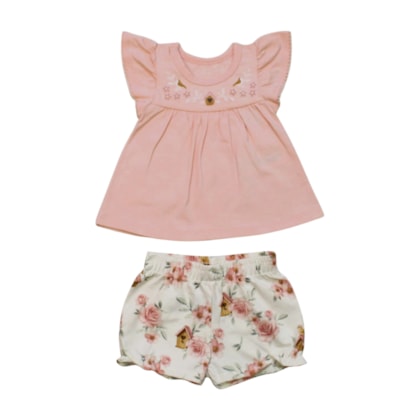 Conjunto Feminino Blusa e Shorts Estampado Floral 2001116 - Milon