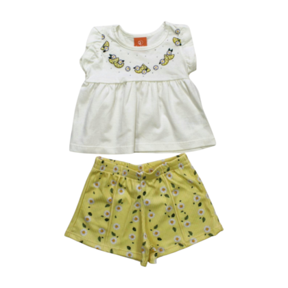 Conjunto Feminino Blusa e Shorts Estampado Flores 17516 - Teddy 