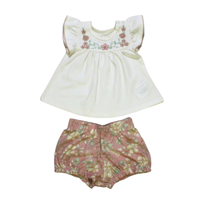 Conjunto Feminino Blusa e Shorts Estampado Flores 2000627 - Milon 