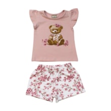 Conjunto Feminino Blusa e Shorts Estampado Flores  2001263 - Milon  