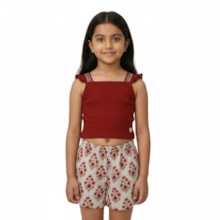 Conjunto Feminino Blusa e Shorts Estampado Flores 2001765 - Milon