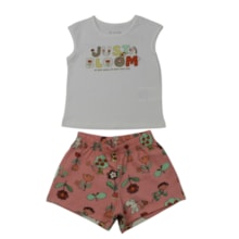 Conjunto Feminino Blusa e Shorts Estampado Flores 27225 - Brandili