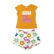 Conjunto Feminino Blusa e Shorts Estampado Flores 36958 - Brandili