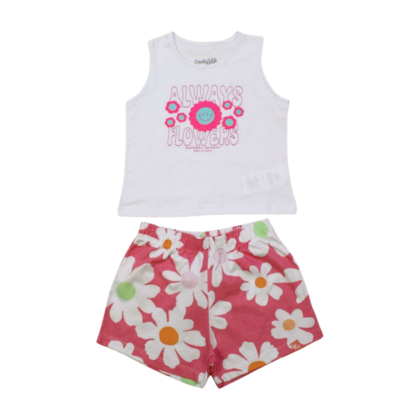 Conjunto Feminino Blusa e Shorts Estampado Flores 57088 - Kamylus 