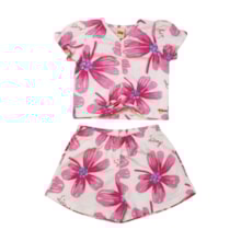 Conjunto Feminino Blusa e Shorts Estampado Flores 9262 - Livy 