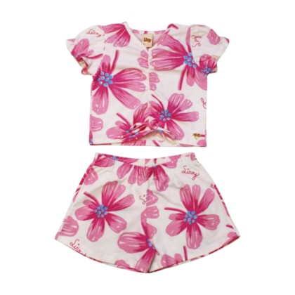 Conjunto Feminino Blusa e Shorts Estampado Flores 9262 - Livy 