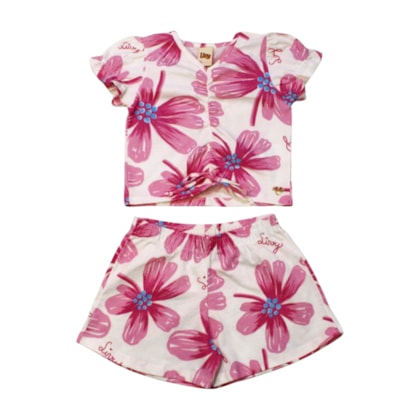 Conjunto Feminino Blusa e Shorts Estampado Flores 9262 - Livy 