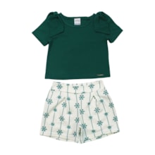 Conjunto Feminino Blusa e Shorts Estampado Flores A5283 - Alakazoo 