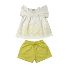 Conjunto Feminino Blusa e Shorts Estampado  Flores com Glitter 11974 - Tiny Joy  