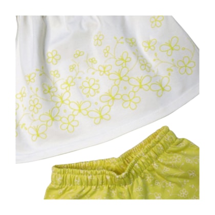 Conjunto Feminino Blusa e Shorts Estampado  Flores com Glitter 11974 - Tiny Joy  