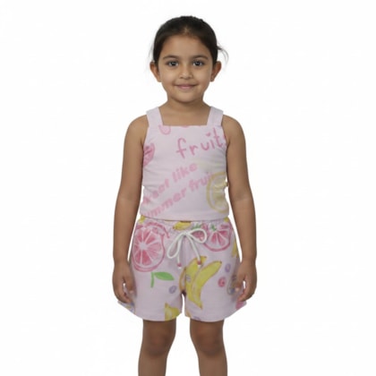 Conjunto Feminino Blusa e Shorts Estampado Frutas 9904 - Livy