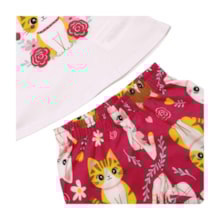 Conjunto Feminino Blusa e Shorts Estampado Gatinho 1001251 - Kyly