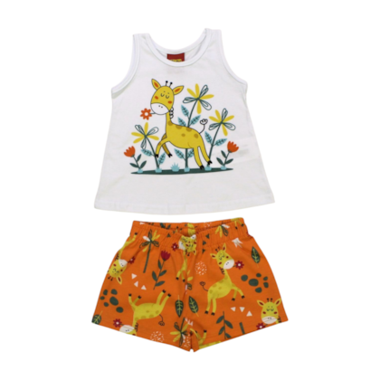 Conjunto Feminino Blusa e Shorts Estampado Girafa 1000514 - Kyly 