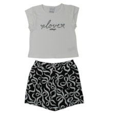 Conjunto Feminino Blusa e Shorts Estampado Laços A0342 - Alakazoo