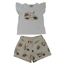 Conjunto Feminino Blusa e Shorts Estampado Motos 2001766 - Milon