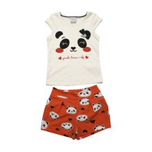 Conjunto Feminino Blusa e Shorts Estampado Pandas 37606 - Alakazoo 