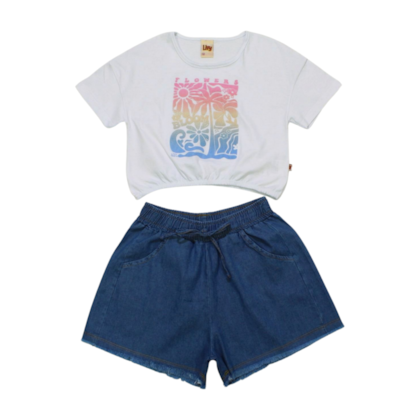 Conjunto Feminino Blusa e Shorts Jeans 8697 - Livy 