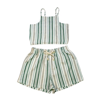 Conjunto Feminino Blusa e Shorts Listrado 04701 - Aerosfera 