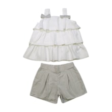 Conjunto Feminino Blusa e Shorts Listrado 2001395 - Milon