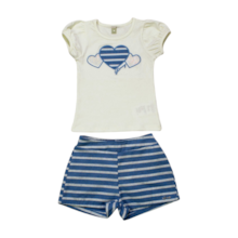 Conjunto Feminino Blusa e Shorts Listrado 21563 - Glinny 