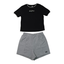 Conjunto Feminino Blusa e Shorts Listrado 23610 - Modme