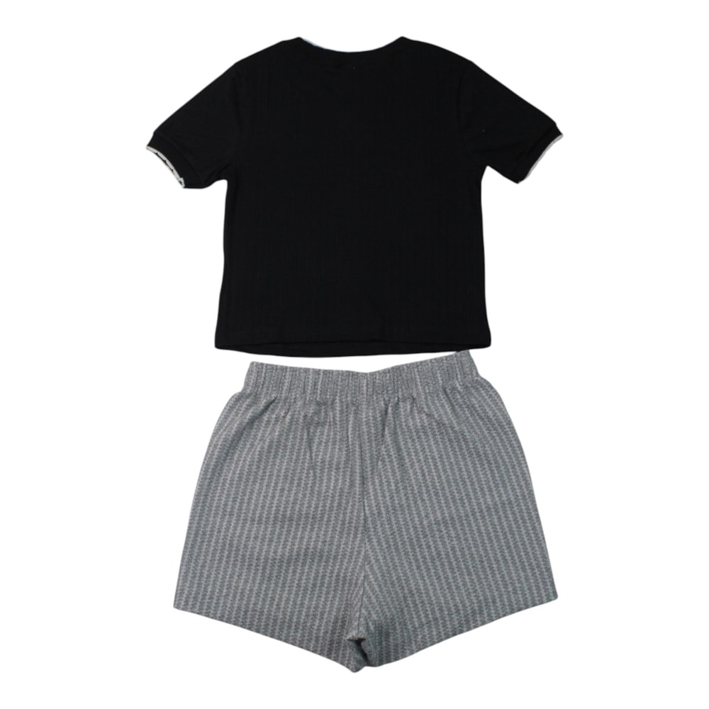 Conjunto Feminino Blusa e Shorts Listrado 23610 - Modme