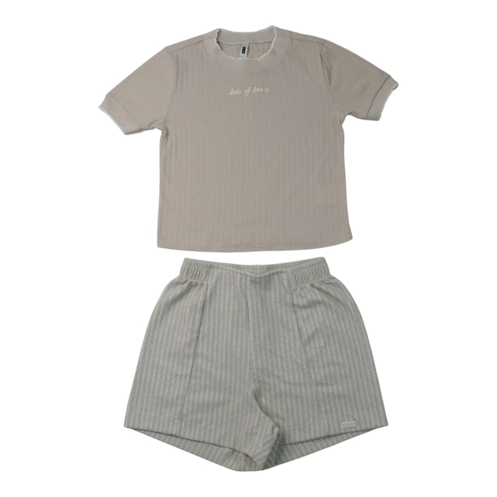 Conjunto Feminino Blusa e Shorts Listrado 23610 - Modme