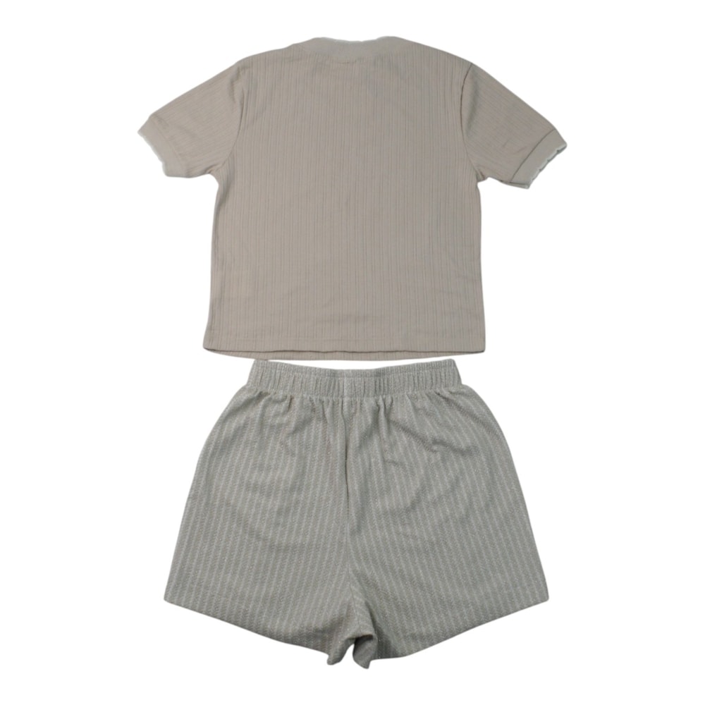 Conjunto Feminino Blusa e Shorts Listrado 23610 - Modme