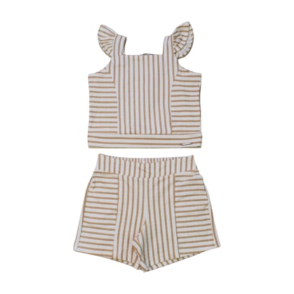 Conjunto Feminino Blusa e Shorts Listrado A0022 - Alakazoo  