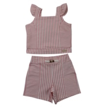 Conjunto Feminino Blusa e Shorts Listrado A0294 - Alakazoo