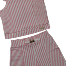 Conjunto Feminino Blusa e Shorts Listrado A0294 - Alakazoo