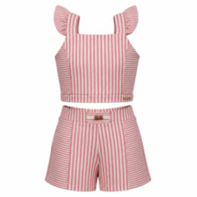 Conjunto Feminino Blusa e Shorts Listrado A0294 - Alakazoo