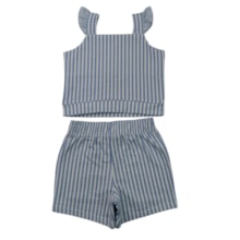 Conjunto Feminino Blusa e Shorts Listrado A0294 - Alakazoo
