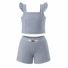 Conjunto Feminino Blusa e Shorts Listrado A0294 - Alakazoo