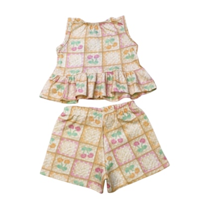 Conjunto Feminino Blusa e Shorts Moletinho Estampado 26581 - Brandili  