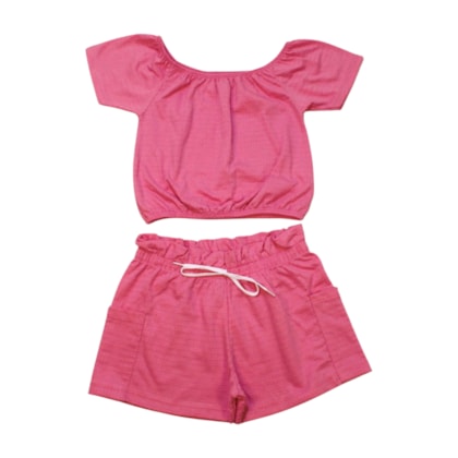 Conjunto Feminino Blusa e Shorts Poá com Bolso 5265 - Bicho Bagunça