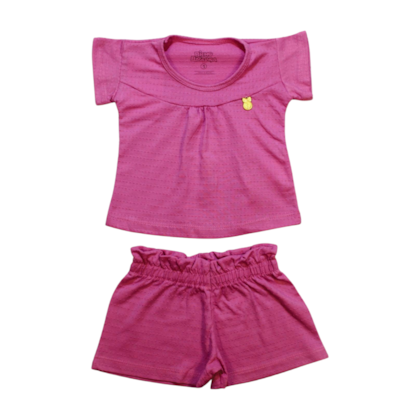 Conjunto Feminino Blusa e Shorts Poá Pregas 1353 - Bicho Bagunça 