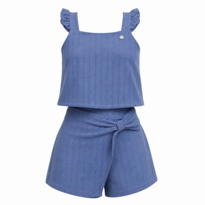 Conjunto Feminino Blusa e Shorts Saia Canelado 27052 - Brandili Mundi