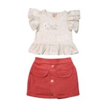 Conjunto Feminino Blusa e Shorts Saia com Botões 37111 - Angerô