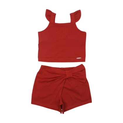 Conjunto Feminino Blusa e Shorts Saia com Strass A5287 - Alakazoo