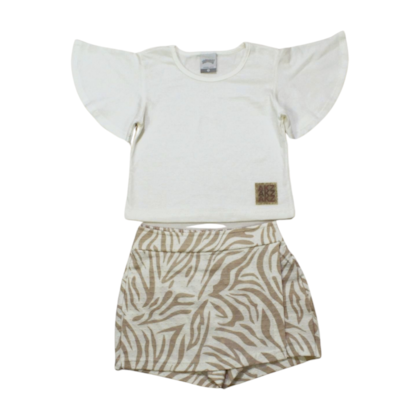 Conjunto Feminino Blusa e Shorts Saia Estampado 39471 - Alakazoo 