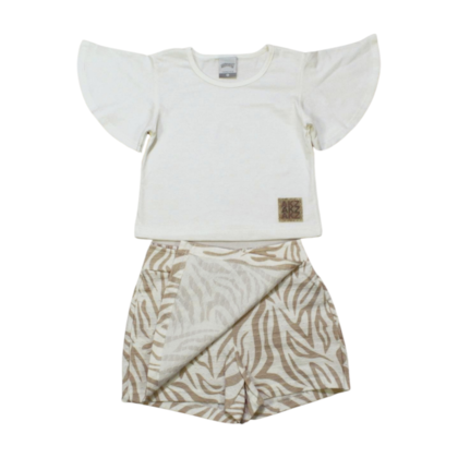 Conjunto Feminino Blusa e Shorts Saia Estampado 39471 - Alakazoo 