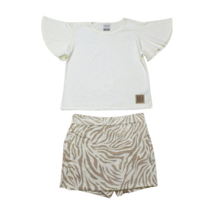 Conjunto Feminino Blusa e Shorts Saia Estampado 39471 - Alakazoo 