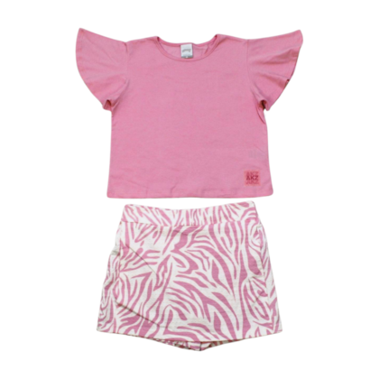 Conjunto Feminino Blusa e Shorts Saia Estampado 39471 - Alakazoo 