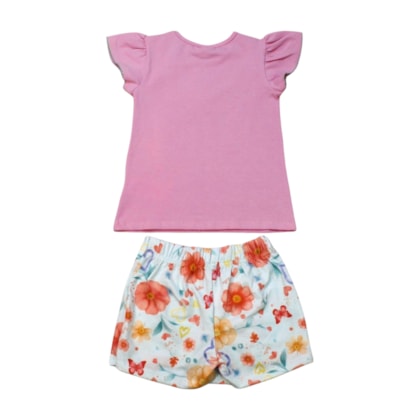 Conjunto Feminino Blusa e Shorts Saia Estampado Borboletas 24169 - Rollu