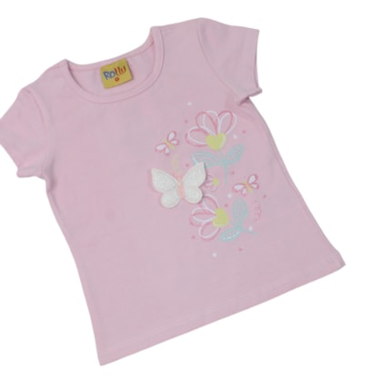 Conjunto Feminino Blusa e Shorts Saia Estampado Borboloetas 27028 - Rollu