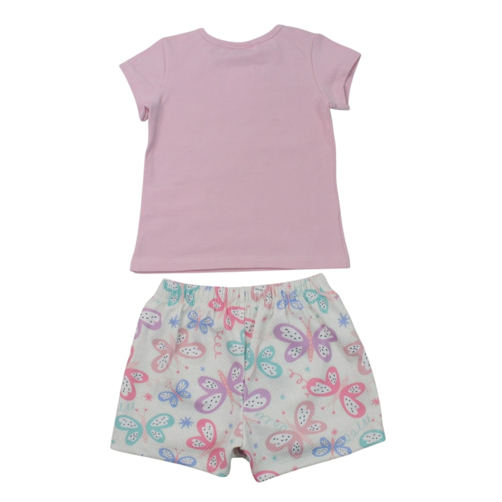 Conjunto Feminino Blusa e Shorts Saia Estampado Borboloetas 27028 - Rollu