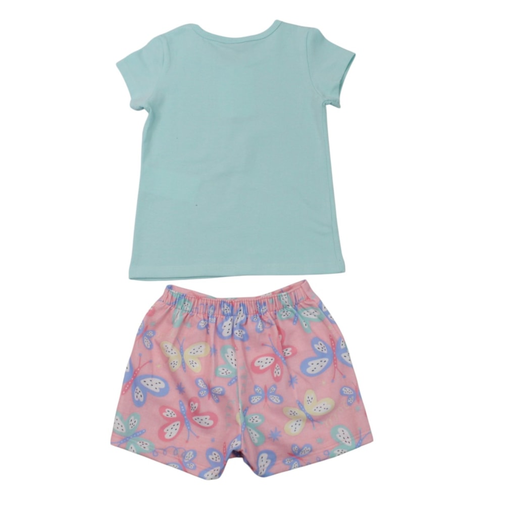 Conjunto Feminino Blusa e Shorts Saia Estampado Borboloetas 27028 - Rollu