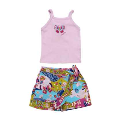 Conjunto Feminino Blusa e Shorts Saia Estampado Flores 50984 - Kely kety 