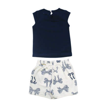 Conjunto Feminino Blusa e Shorts Saia Estampado Laços 46863 - Alakazoo 